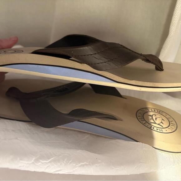 Men's Dockside Leather Sandals beach flip-flops boat shoes Southern Tide Size 10 - Picture 6 of 8